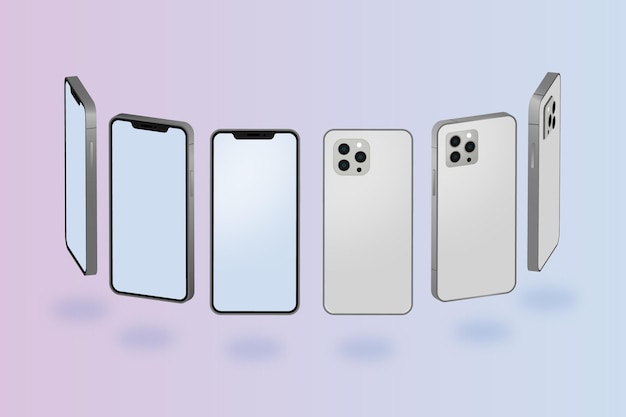 Flat smartphone in different perspectives