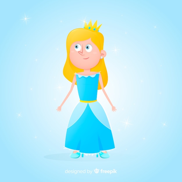 Бесплатное векторное изображение Плоская улыбающаяся блондинка принцесса фон