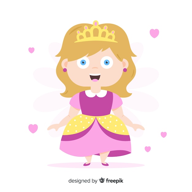 Flat smiling princess portrait