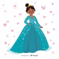 Free vector flat smiling princess portrait