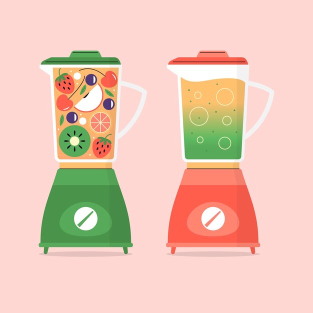 Flat smoothies in blender glass illustration