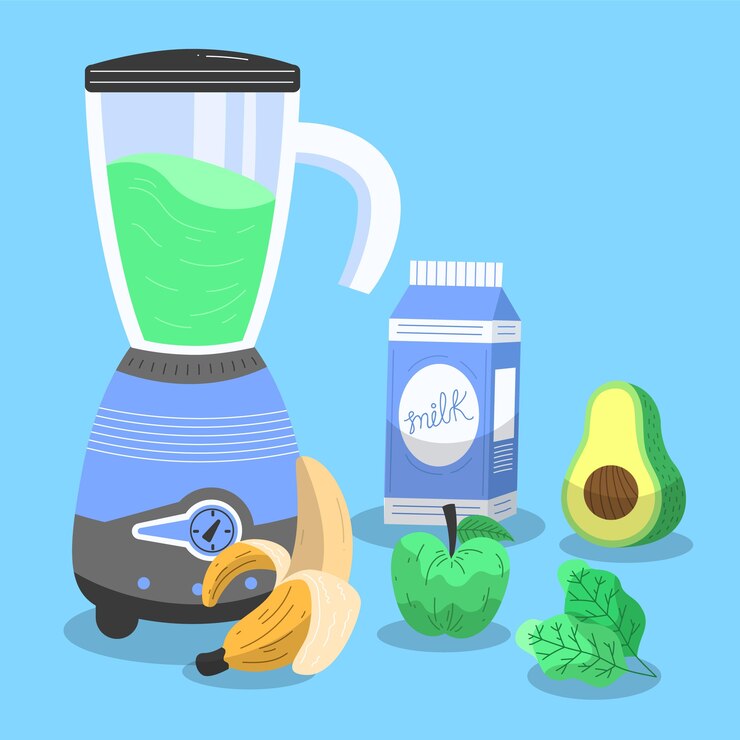 Free Vector flat smoothies in blender glass