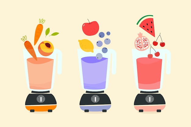 Free vector flat smoothies in blender glass