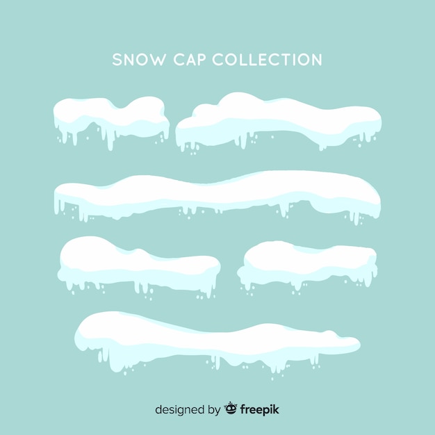 Бесплатное векторное изображение Коллекция плоских снежных шапок