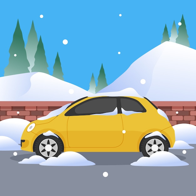 Vettore gratuito illustrazione di un'auto da neve piatta