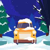 Бесплатное векторное изображение Иллюстрация плоского снежного автомобиля