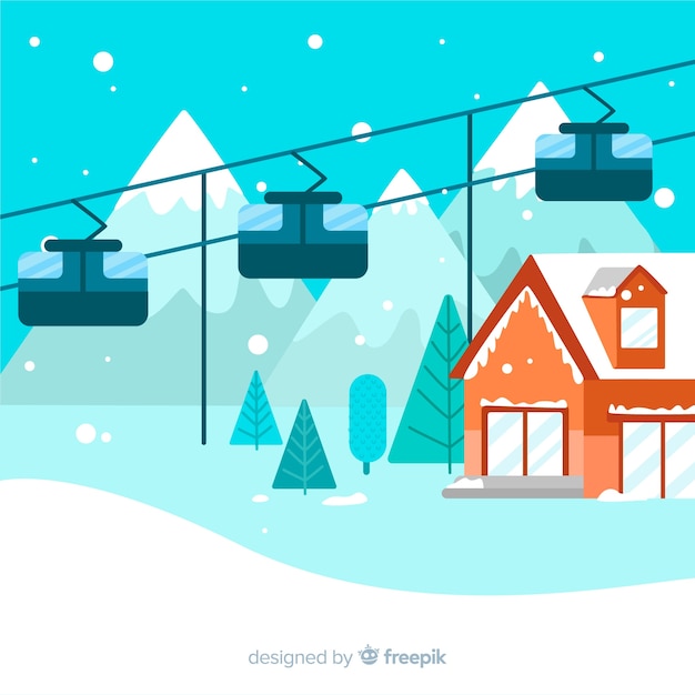 Free vector flat snow-covered ski station