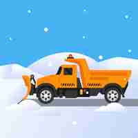 Free vector flat snow plow illustration