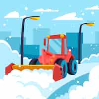 Free vector flat snow plow illustration