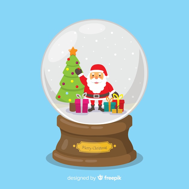 Flat snowball globe with christmas concept