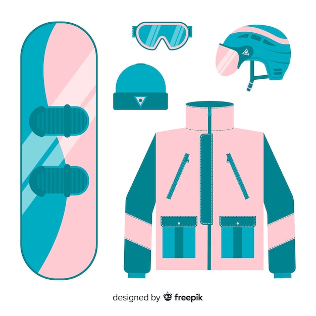 Free vector flat snowboard equipment