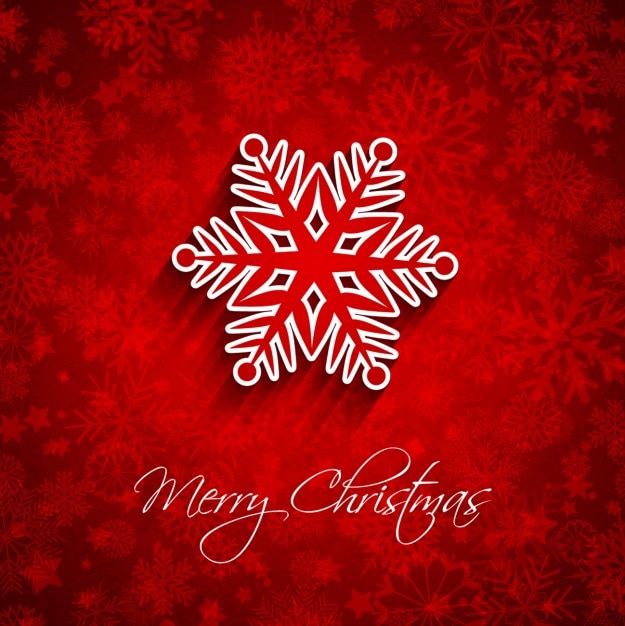 Free vector flat snowflake on a red background