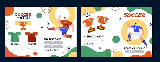 Free vector flat soccer brochure template