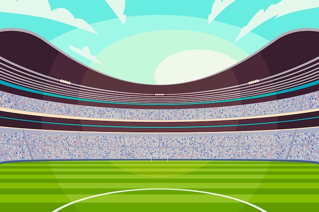 Illustrazione di stadio di calcio di calcio piatto