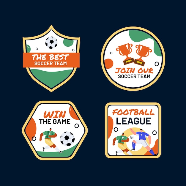 Free vector flat soccer labels collection