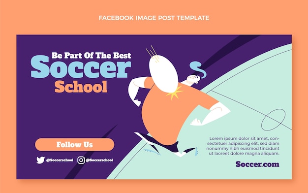 플랫 축구 학교 소셜 미디어 게시물 템플릿