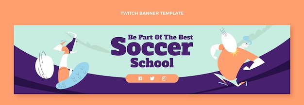 Flat soccer school twitch banner