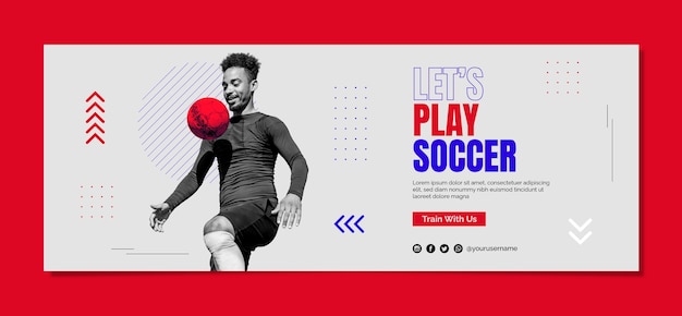 Flat soccer social media cover template