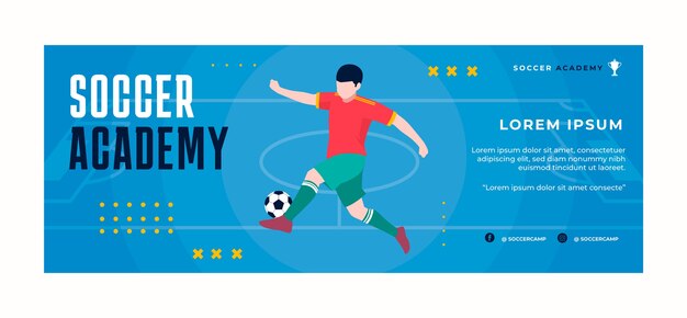 flat soccer social media cover template