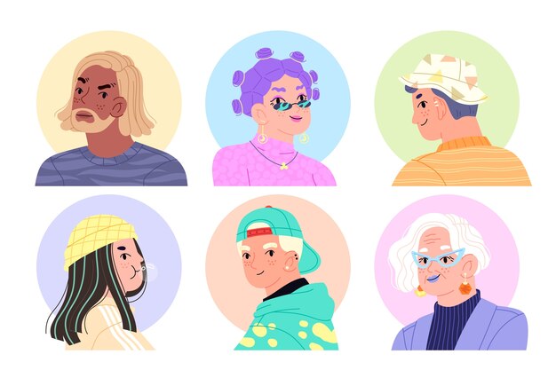 Flat social media avatar illustration set