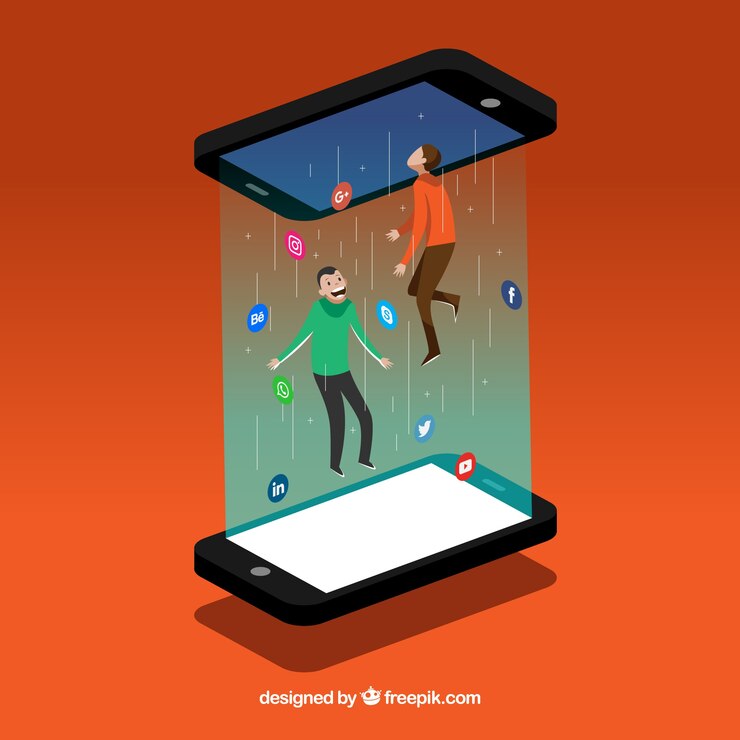 Free Vector flat social media background with mobile phone