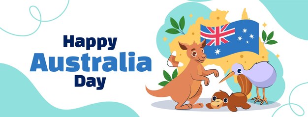 Flat social media cover template for australian national day celebration