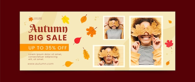 Free vector flat social media cover template for autumn celebration