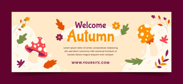 Flat social media cover template for autumn celebration