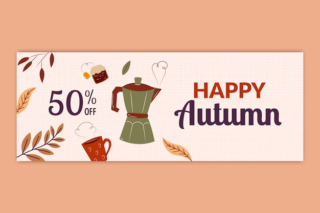 Flat social media cover template for autumn celebration