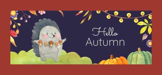 Flat social media cover template for autumn celebration