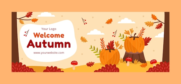 Flat social media cover template for autumn celebration