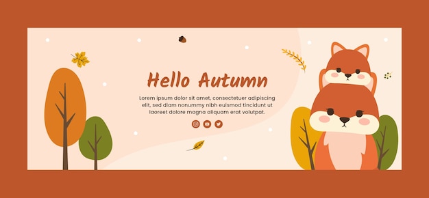 Flat social media cover template for autumn celebration