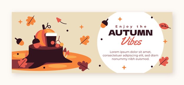 Flat social media cover template for autumn celebration