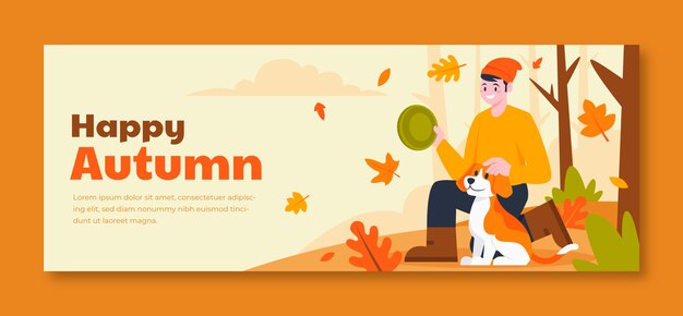flat social media cover template for autumn season