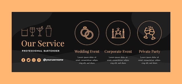 Flat social media cover template for barman profession