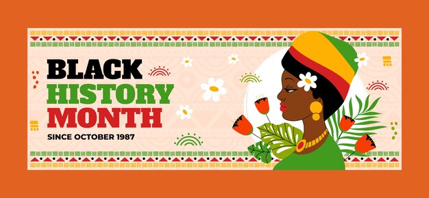 Flat social media cover template for black history month celebration