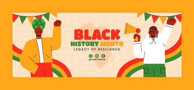 Flat social media cover template for black history month celebration