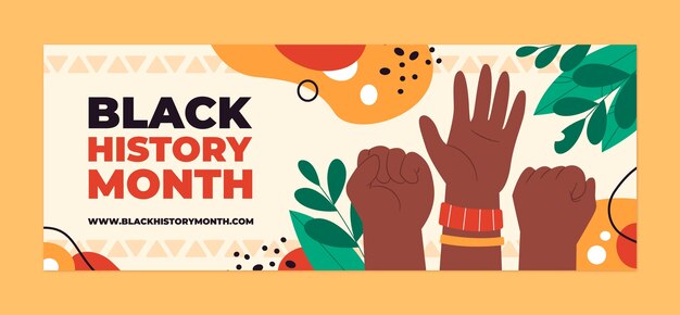 흑인 역사 달 기념 행사를 위한 평평한 소셜 미디어 커버 템플릿