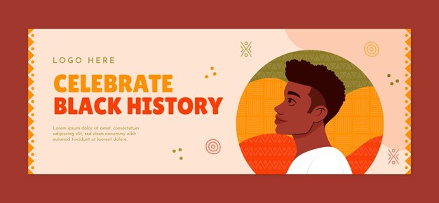 Плоский шаблон обложки в социальных сетях для празднования месяца черной истории