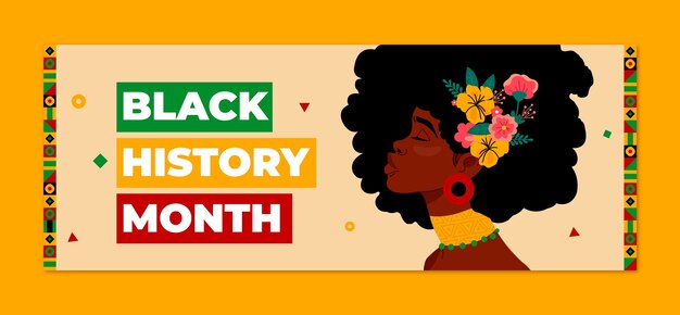 Flat social media cover template for black history month celebration