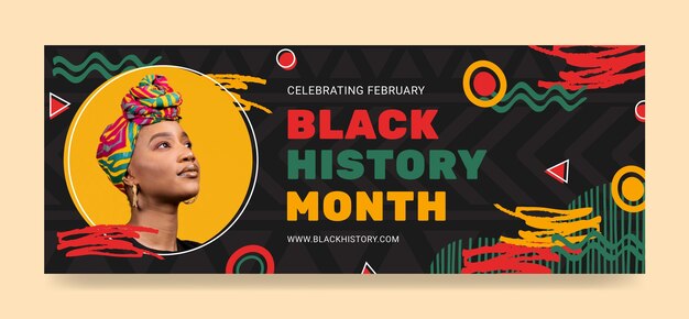 Flat social media cover template for black history month celebration