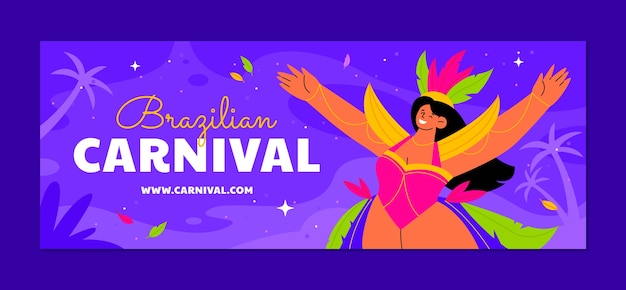 Free vector flat social media cover template for brazilian carnival celebration