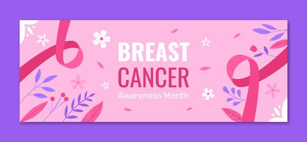 Flat social media cover template for breast cancer awareness month