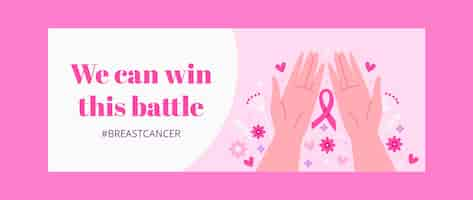 Free vector flat social media cover template for breast cancer awareness month