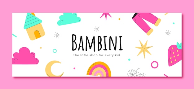 Vettore gratuito modello di copertina per social media piatto per bambini