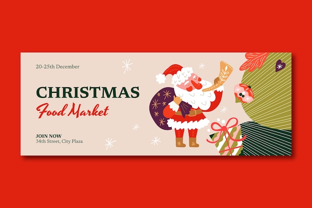 Flat social media cover template for christmas season celebration