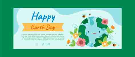 Free vector flat social media cover template for earth day celebration