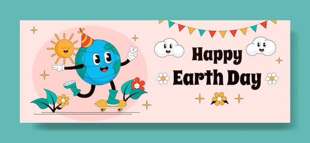 Flat social media cover template for earth day celebration