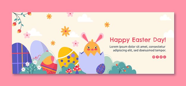 Flat social media cover template for easter celebration