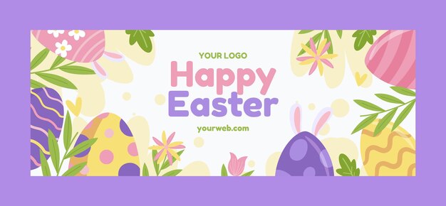 Flat social media cover template for easter celebration